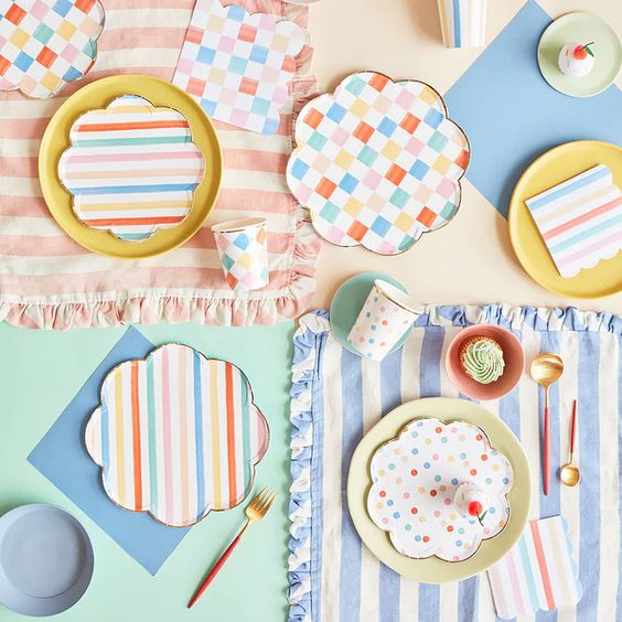 Colourful Pattern Dinner Plates - Meri Meri