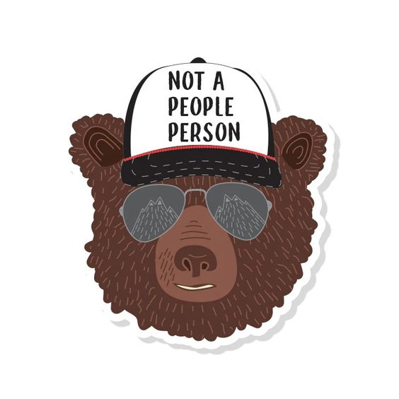 Hank & Sylvie's - Bear Not A People Person Vinyl Sticker