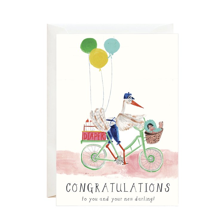 Hank & Sylvie's - A Very Chic Stork Baby Card