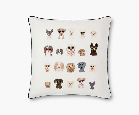 Dog Days Embroidered Pillow - Rifle Paper Co. x Loloi