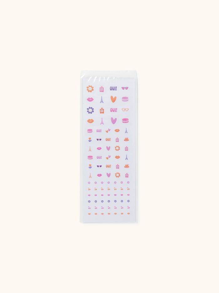Small pouch with colorful icons on a white background