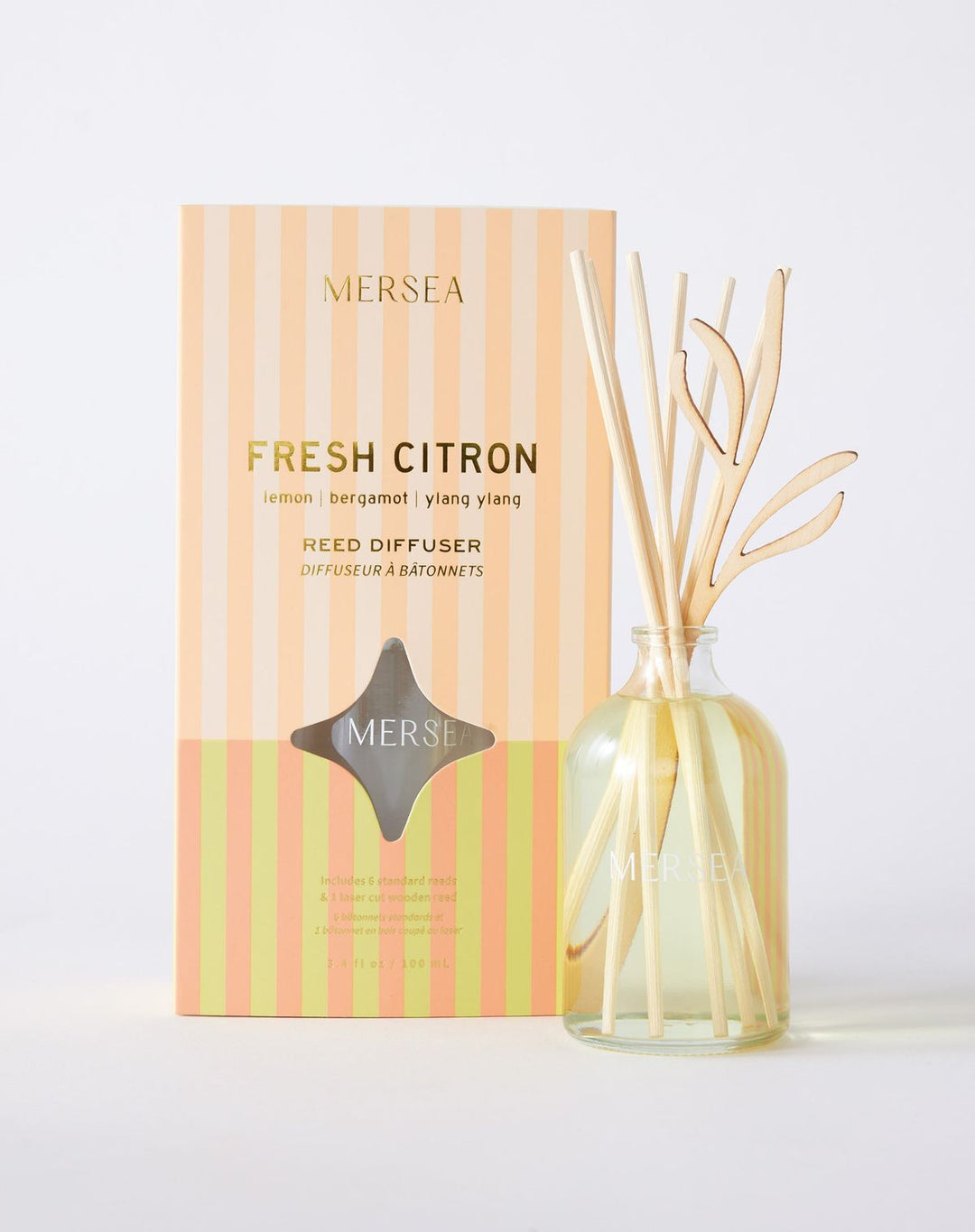 Mersea Fresh Citron diffuser set with packaging on a white background