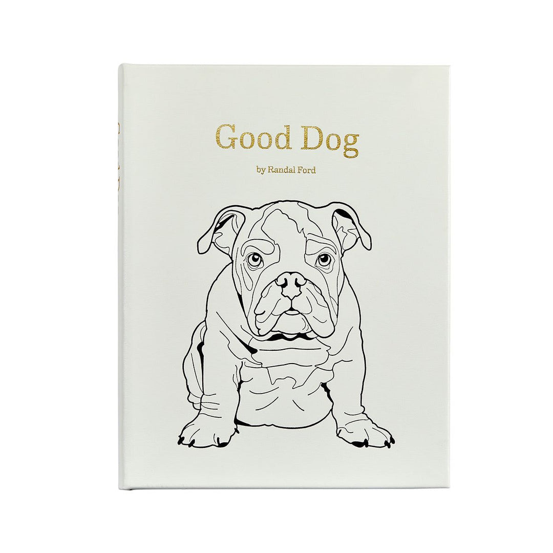 Book cover with a line drawing of a bulldog and 'Good Dog' text on a white background