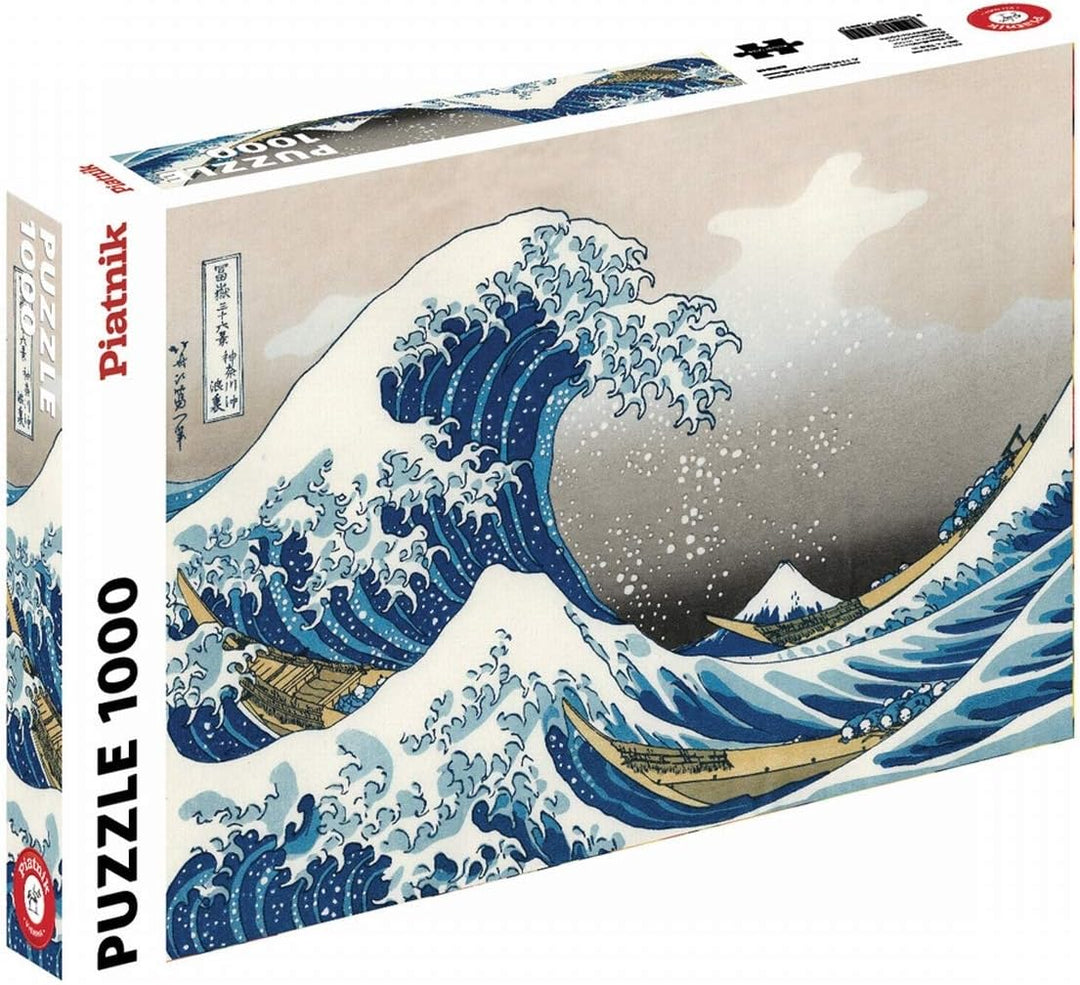 Puzzle box with a design of a large wave and Mount Fuji, featuring the brand 'Platnix'.