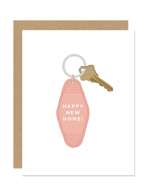 Motel Keychain Happy New Home Greeting Card