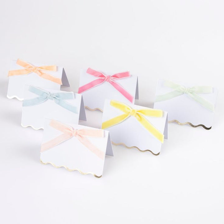 Pastel Velvet Bow Place Cards