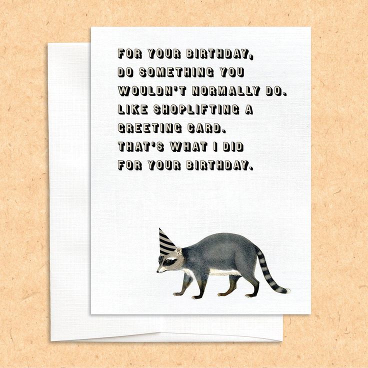 Birthday card with a cartoon bilby and humorous text on a beige background