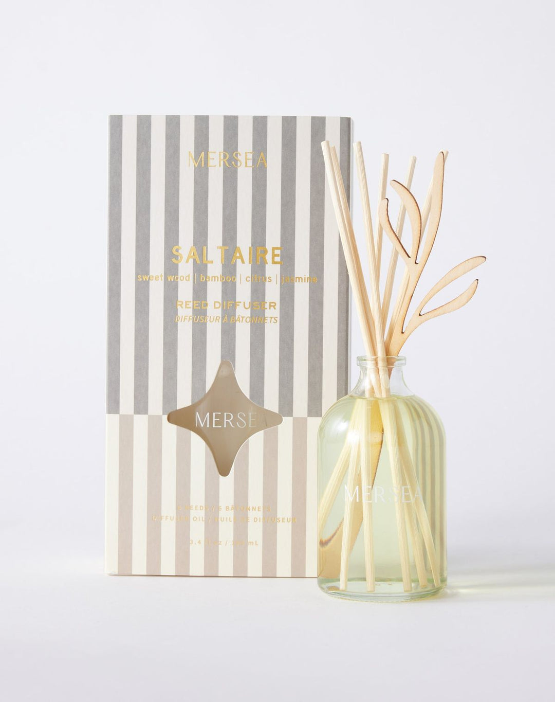 Mersier Saltaire diffuser with packaging on a light gray background