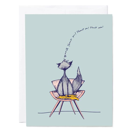 Meow Cat Thank You Greeting Card