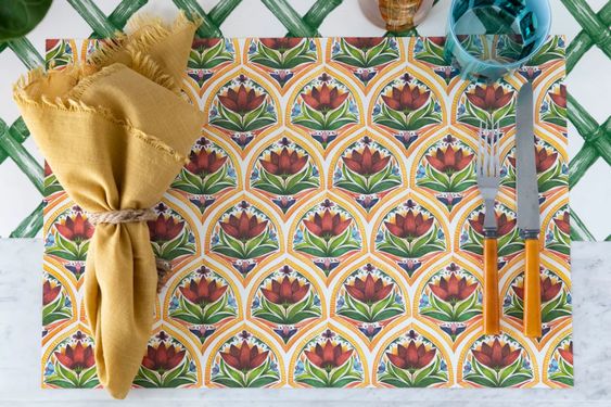 Hank & Sylvie's - Fiesta Floral Tile Placemat - Hester & Cook