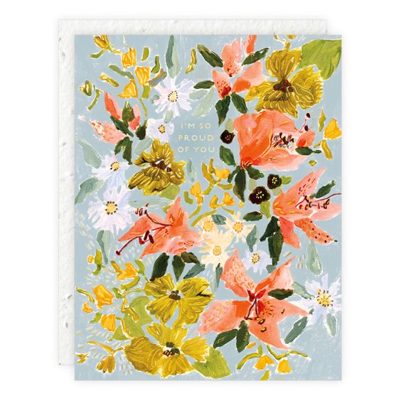 Bouquet in Blue Congrats Card