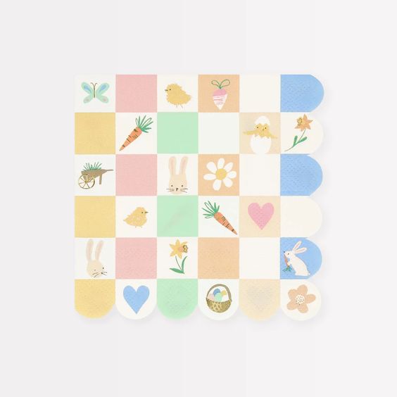Hank & Sylvie's - Easter Icon Checkerboard Large Napkins - Meri Meri