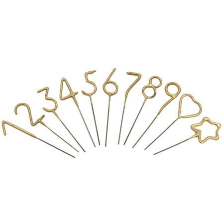 Big Golden Sparkler Wand Numbers 8"