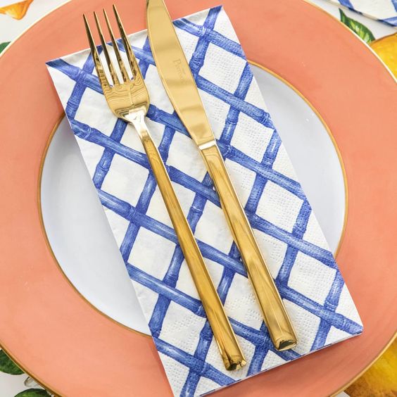 Blue Lattice Guest Napkin - Hester & Cook - Hank & Sylvie's 