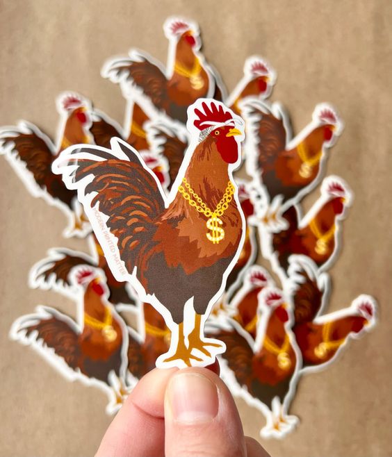 Hank & Sylvie's - Gangsta Rooster Sticker - Modern Printed Matter