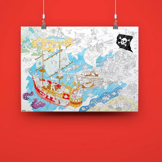 Giant Coloring Poster - Pirates - Omy