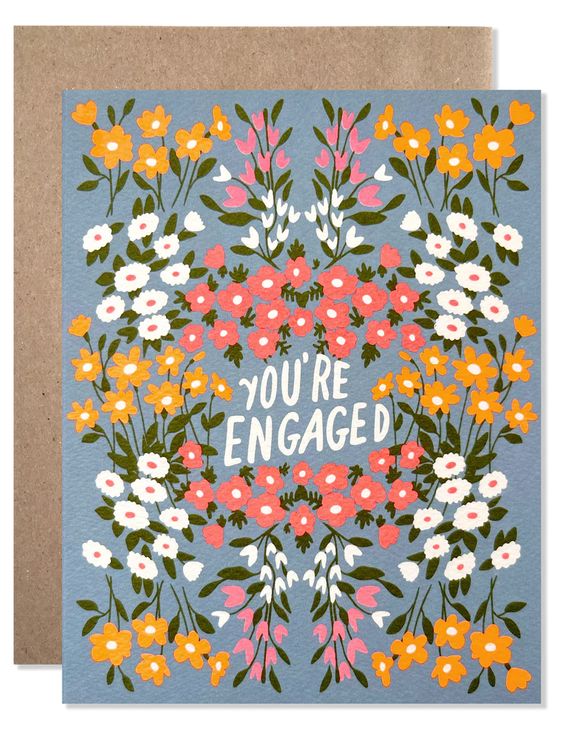You're Engaged Blue Garden Greeting Card