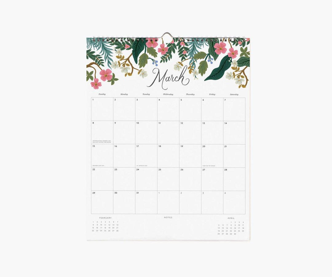 Floral-themed calendar for March on a white background