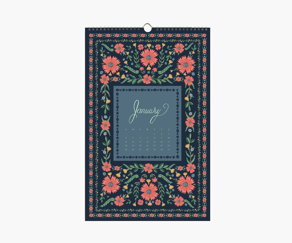 Floral-patterned calendar with 'January' text on a white background