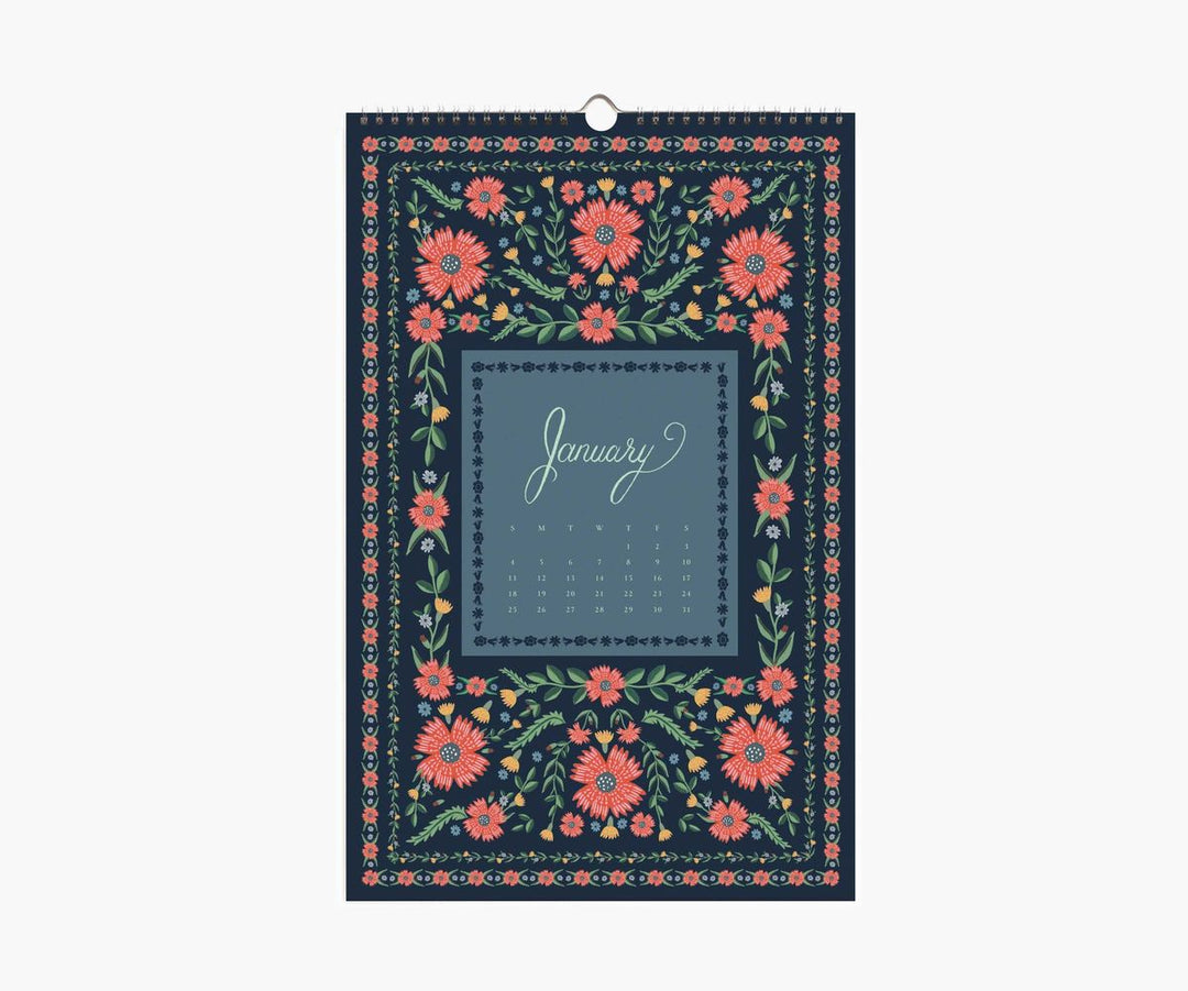 Floral-patterned calendar with 'January' text on a white background