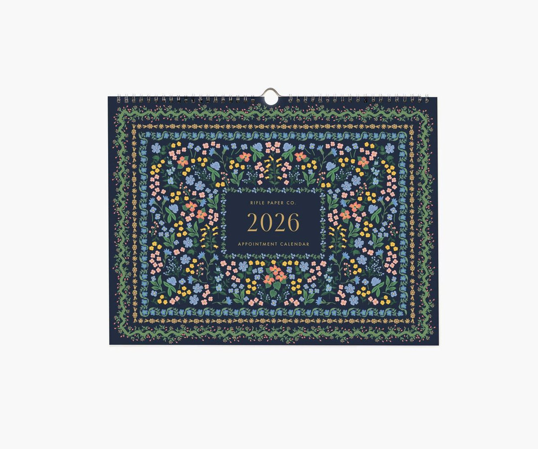 Floral patterned calendar for 2026 on a white background
