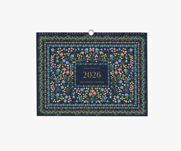 Floral patterned calendar for 2026 on a white background