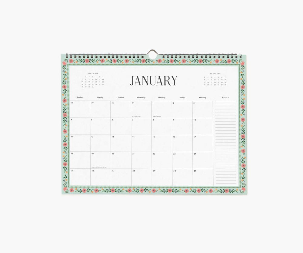 Calendar with January on a white background