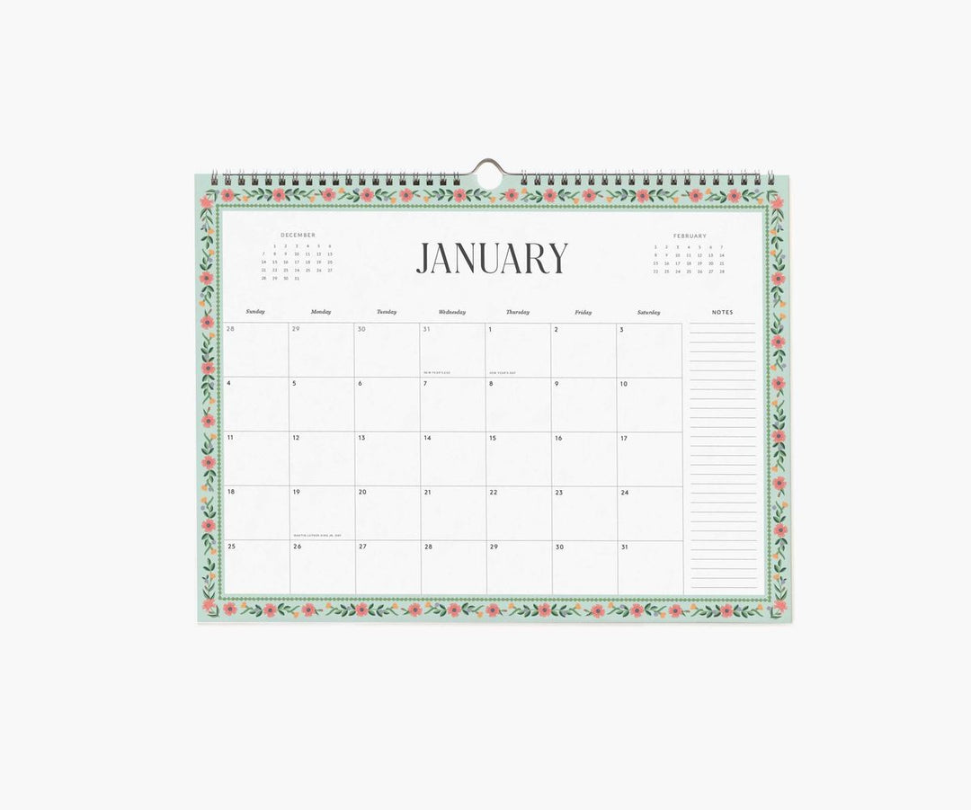 Calendar with January on a white background