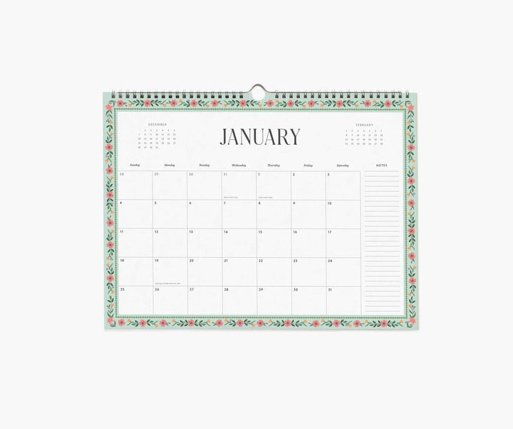 Calendar with January on a white background