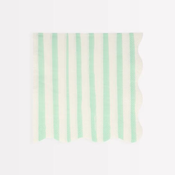 Mint Green Stripe Large Napkins - Thumbnail 2