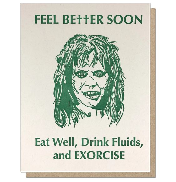 Hank & Sylvie's - Exorcist Get Well Greeting Card - Guttersnipe Press