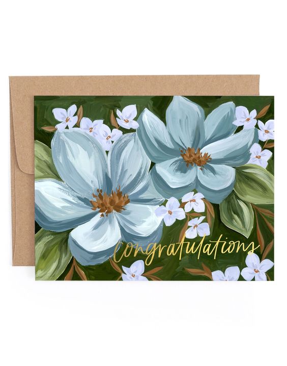 Blue Floral Congrats Card - Hank & Sylvie's 