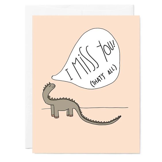 Miss You Dinosaur Encouragement Card