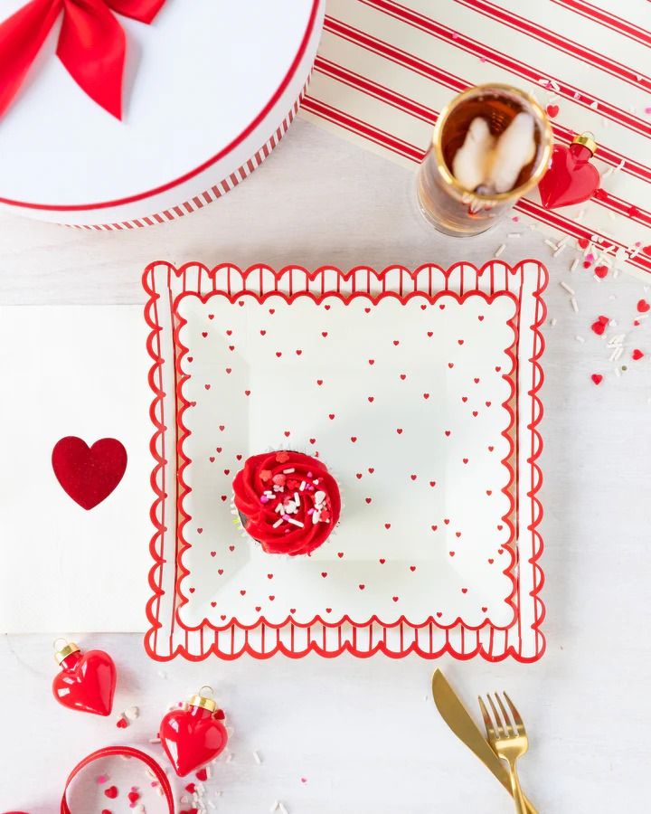 Red Striped Scalloped Plate - Hank & Sylvie's 