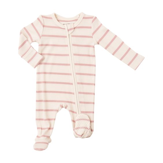 Silver Pink+Sugar Swizzle Zipper Footie - Angel Dear - Hank & Sylvie's