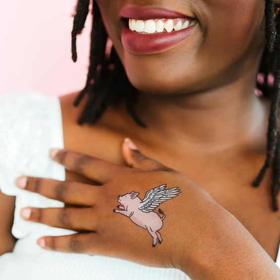 Flying Pig Tattoo - Tattly