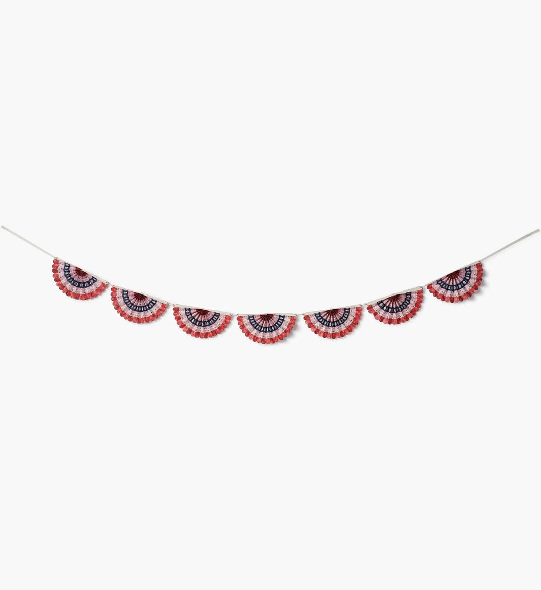 Decorative banner with red, white, and blue pattern on a white background