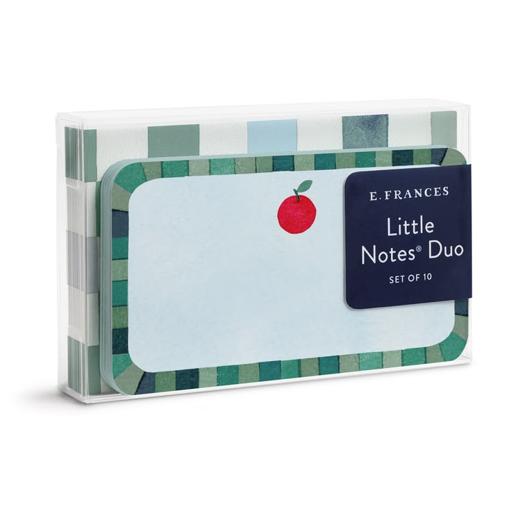 Packaged set of E. Frances Little Notes Duo with a checkered design and visible brand name.