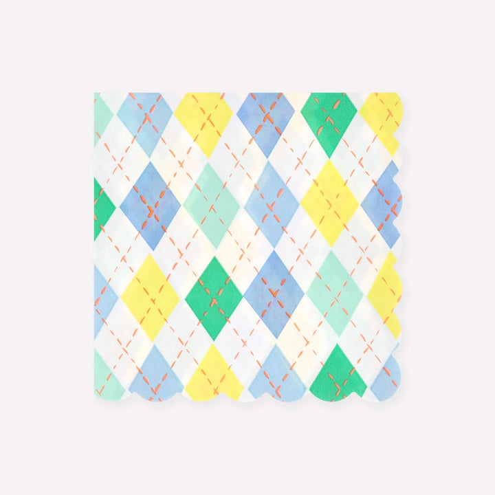 Colorful diamond patterned fabric on a white background