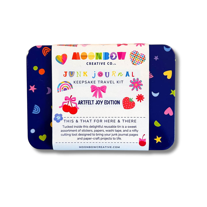 Junk journal keepsake kit with colorful design on a white background