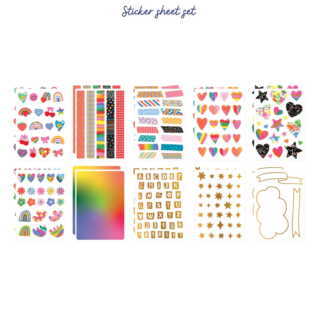 Collection of colorful stickers on a white background
