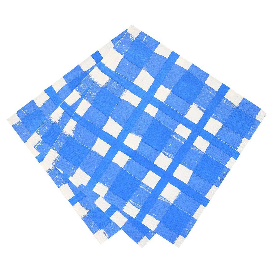 Blue & White Check Napkins - 20 Pack
