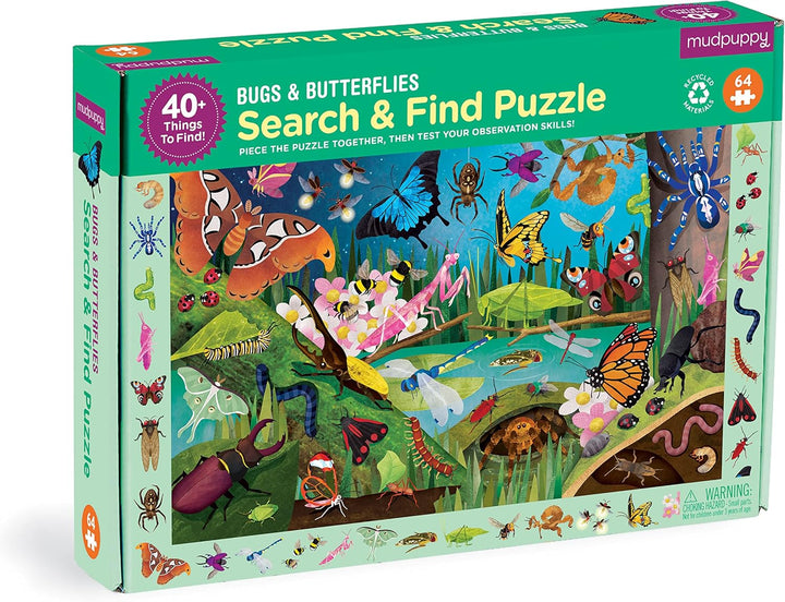 Bugs & Butterflies 64pc Search & Find Puzzle Jigsaw Puzzle