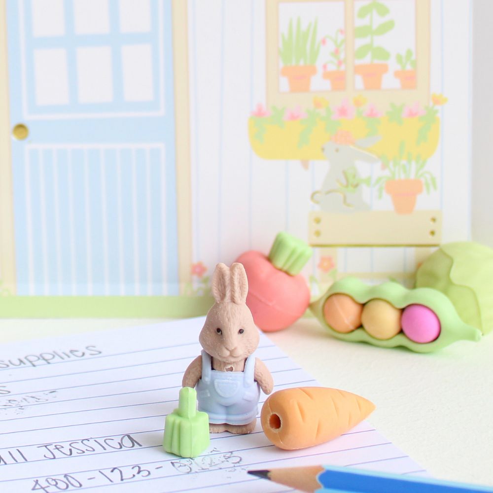 Bunnies in the Garden Eraser Set