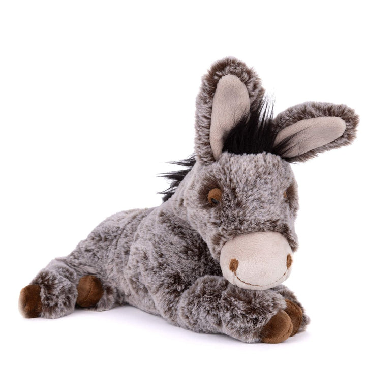 Plush donkey toy on a white background