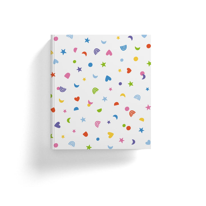 Notebook with colorful pattern on a white background