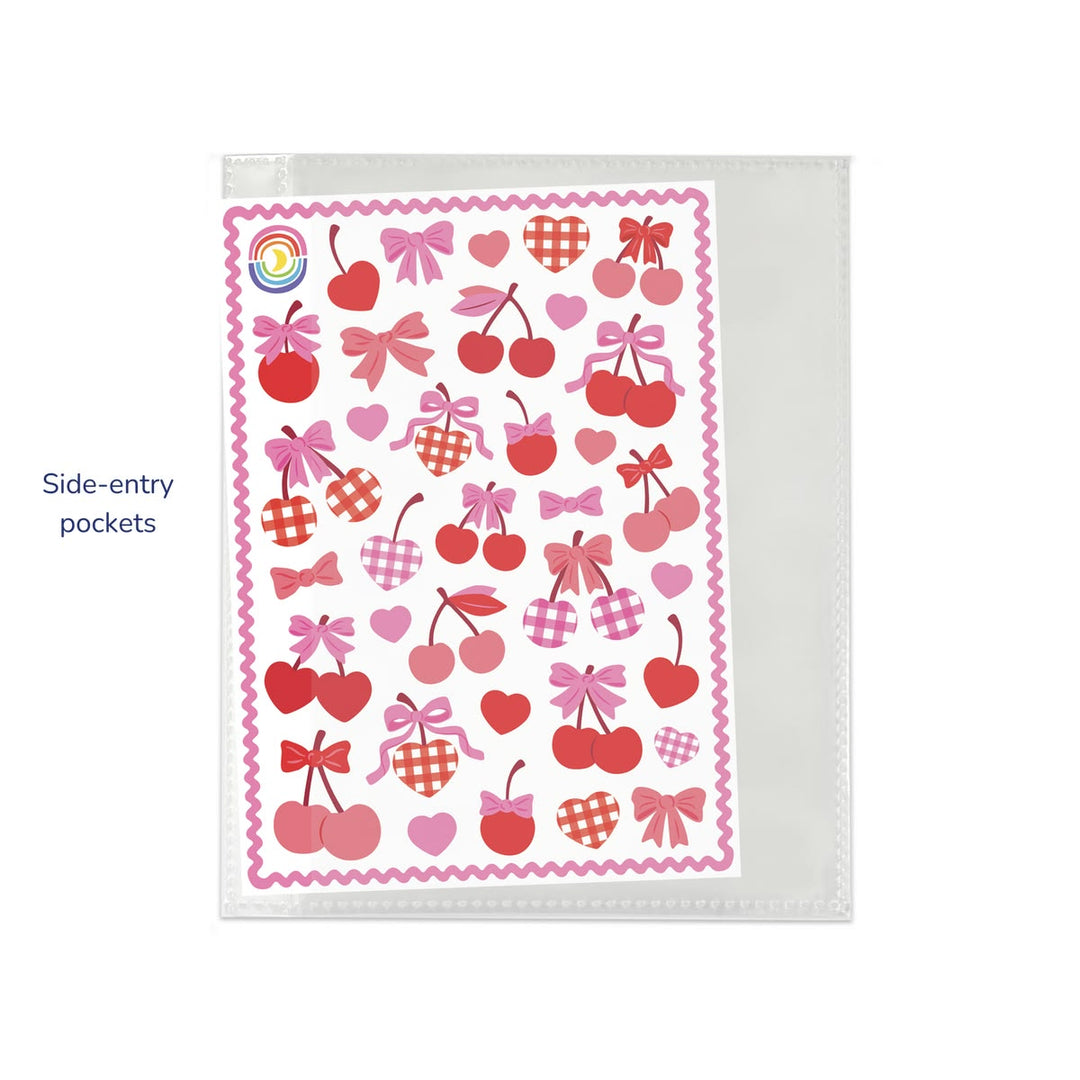 Fabric with cherry and bow pattern on a white background