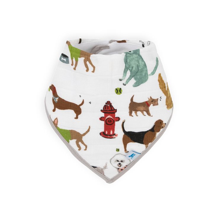 Cotton Muslin + Fleece Bandana Bib 4 Pack - Woof