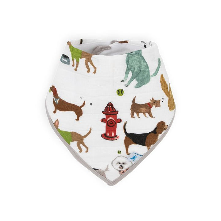 Cotton Muslin + Fleece Bandana Bib 4 Pack - Woof