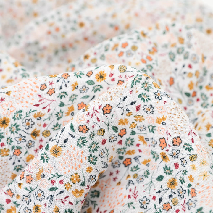 Floral-patterned fabric with a soft texture